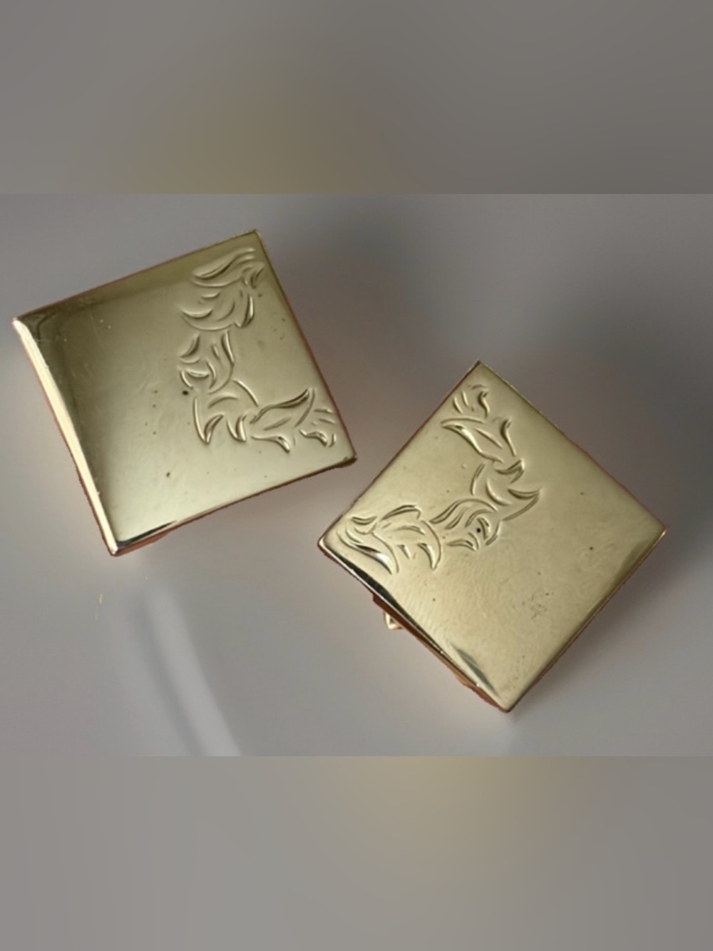 Vintage 1950s Swank Gold Square Etched Cufflinks
